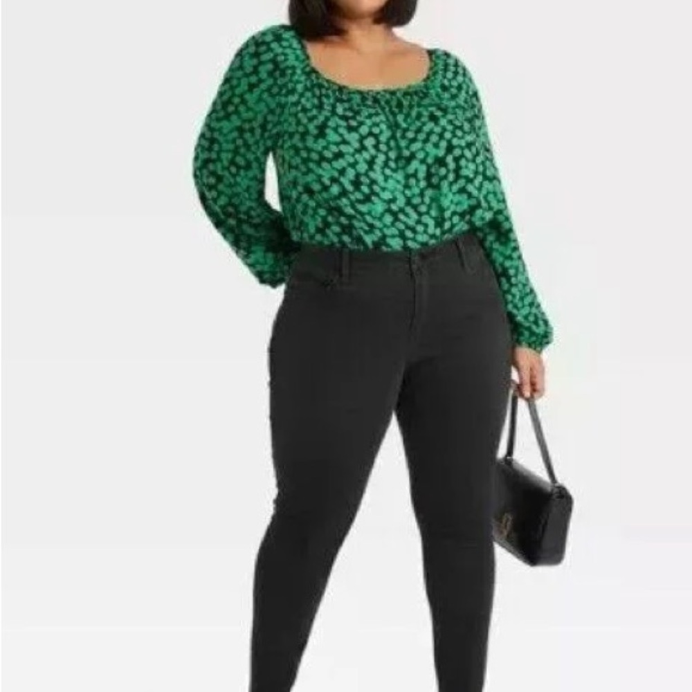Women's Mid-rise Skinny Jeans - Ava & Viv Black Size 22